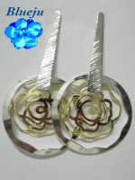 Rosa escovada banhada a ouro com base banhada em prata